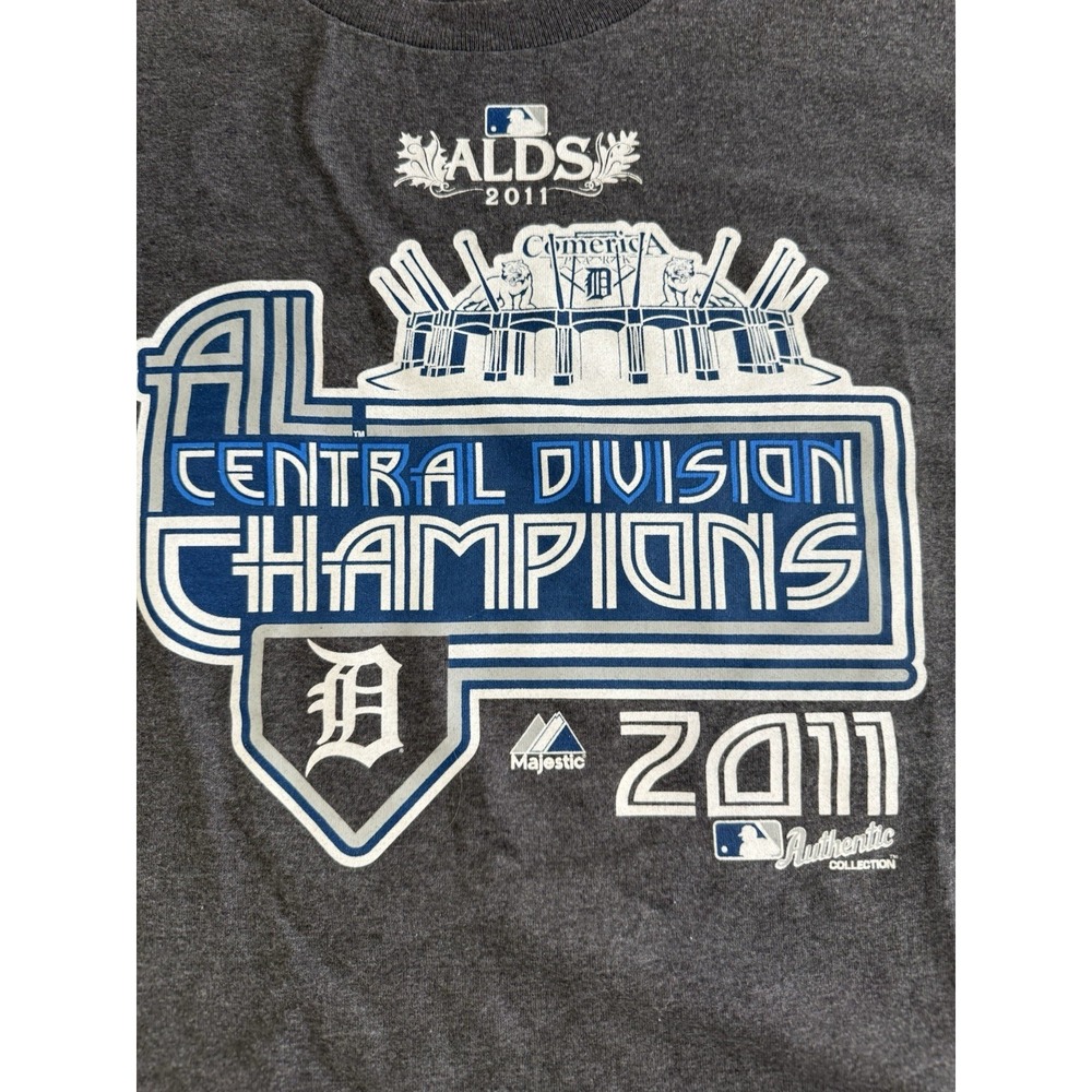 Detroit Tigers T-shirt Central Division Champions 2011 Gray Mens XL - Picture 2 of 3